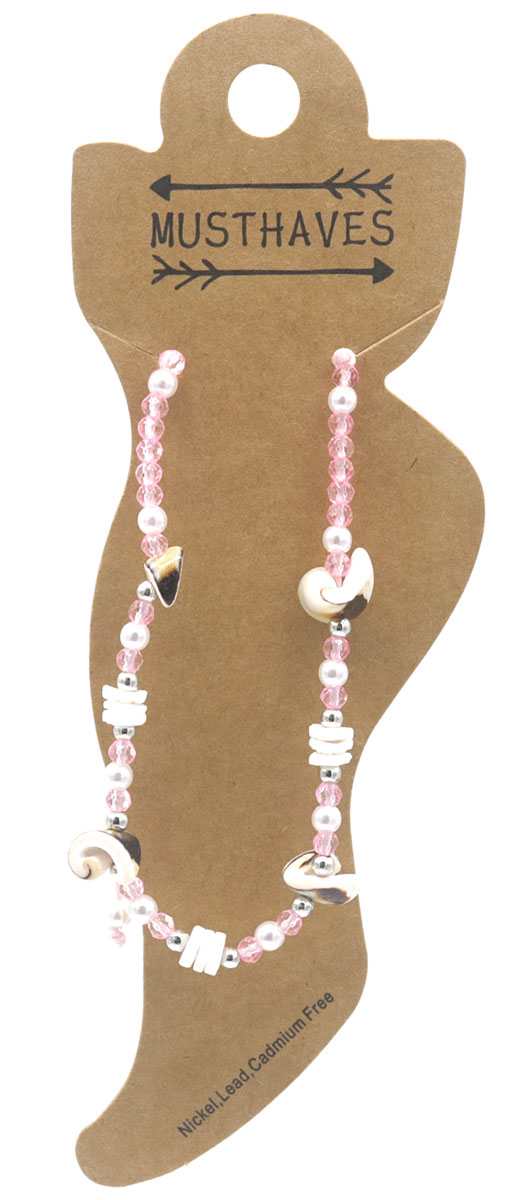 A-A11.1 ANK830-003-2 Anklet beads Pink