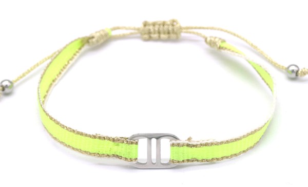 I-F8.1 B221-301S Rope Bracelet with S. Steel Charm Silver-Yelllow
