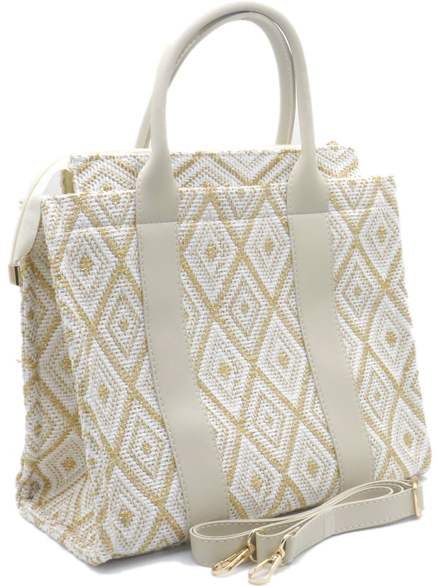 Z-A3.5 BAG1021-002-2 PU Shopper Bag Glitters 33x24.5x16cm White