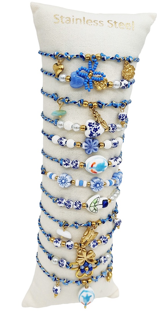 S-J1.3 B1144-012  S. Steel Bracelet Set -12pcs Blue