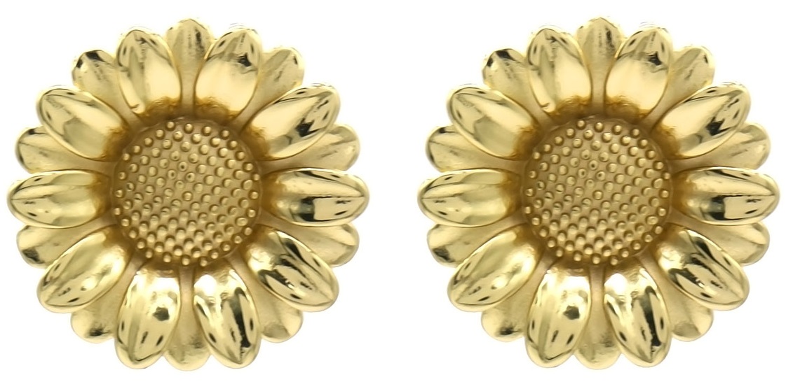 E-D24.2 E126-127G S. Steel Earrings Flower 3.5cm