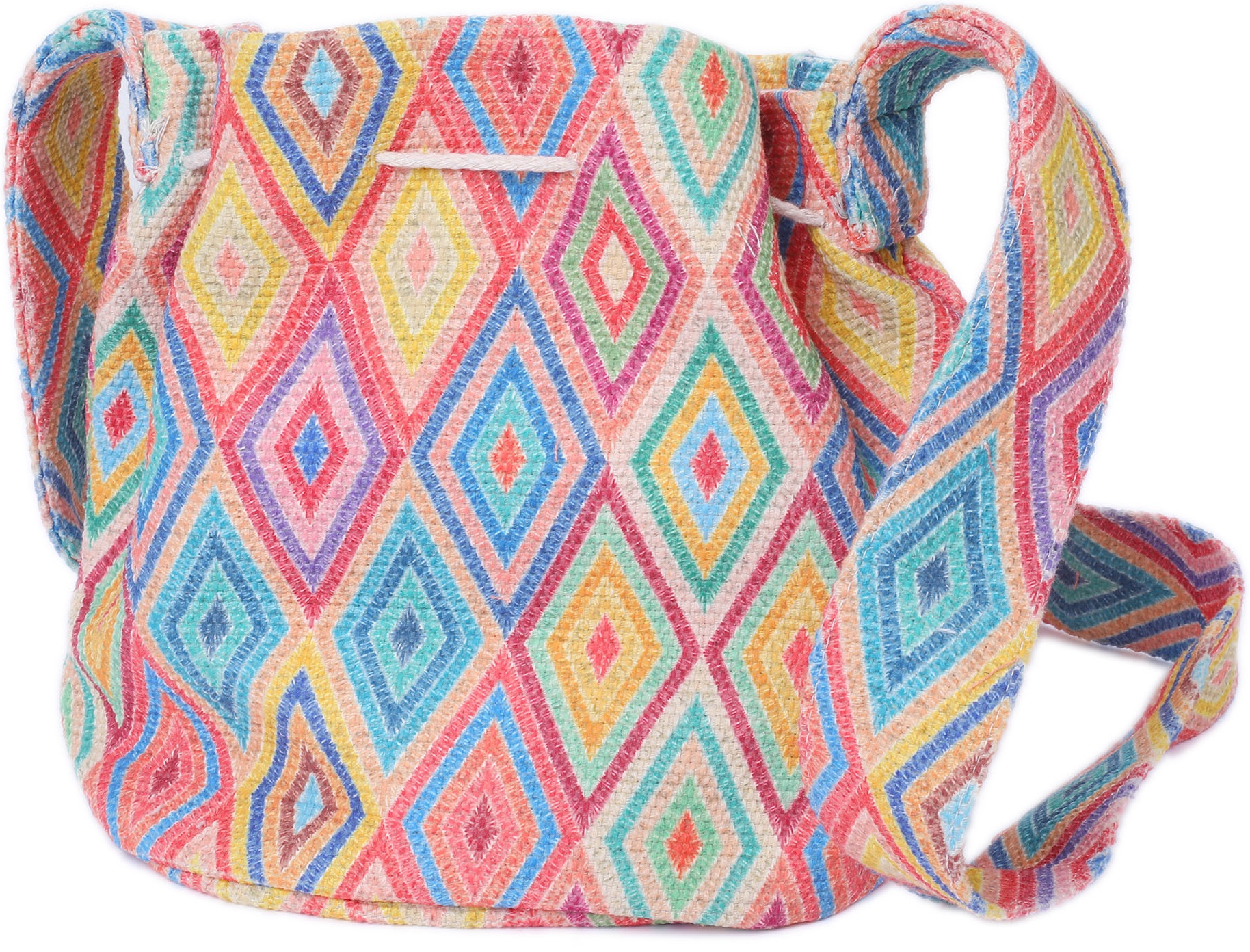 Y-D6.3 BAG813-002-1 Cotton Bucket Bag 24x17cm Multi