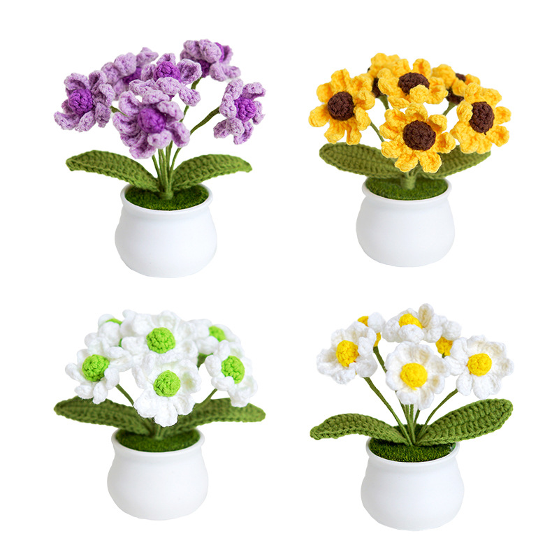 K-E2.2  DIY2604-048 DIY Crochet Kit - 4pcs Flowers