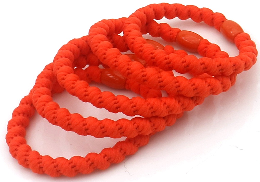 C-E25.2 H2253-004-018-4 Hair Elastics 5pcs Twisted Orange