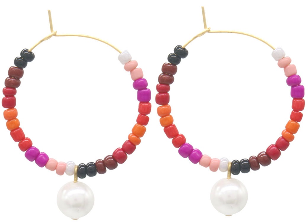 J-C5.3 E221-567-3 S. Steel Earrings 3.2cm Pearl