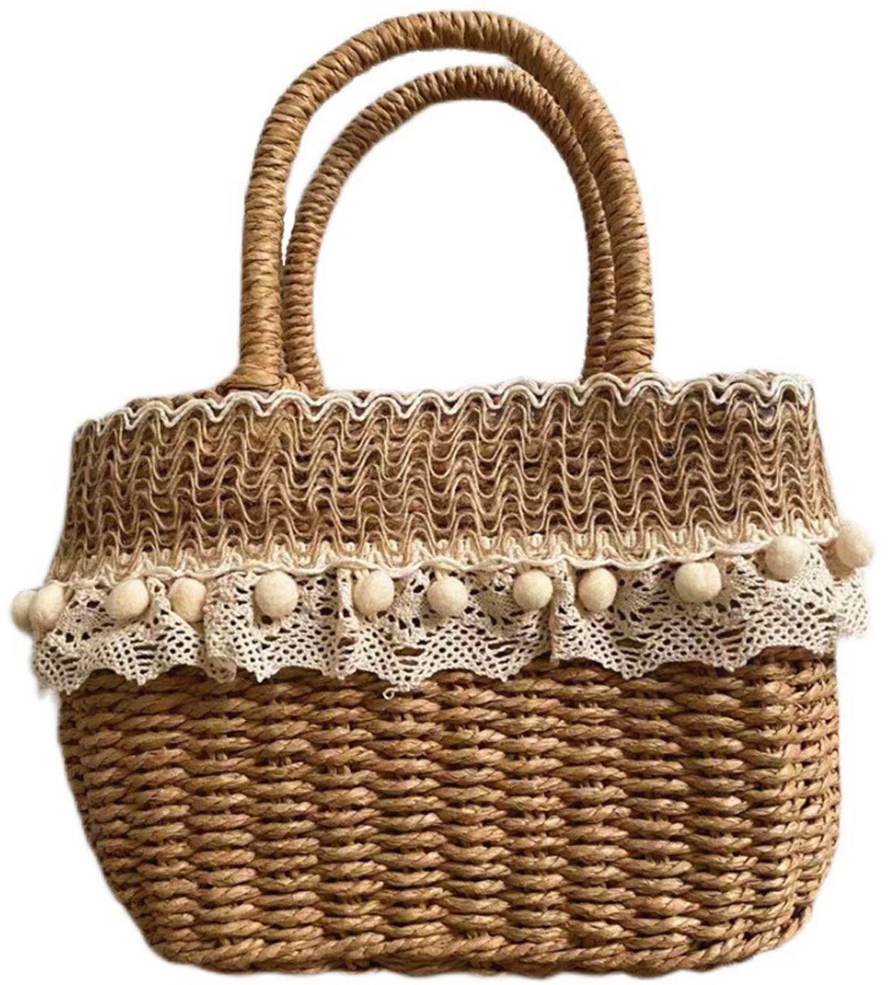 Y-E5.4 BAG2597-001 Woven Summer Bag 28x19x9cm Brown