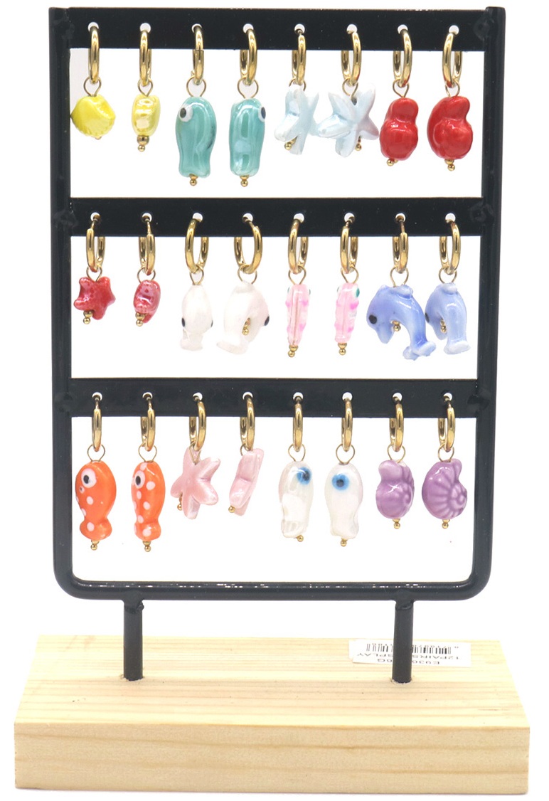 Q-N7.2 E936-016G S. Steel Earrings Sea Life - 12pcs