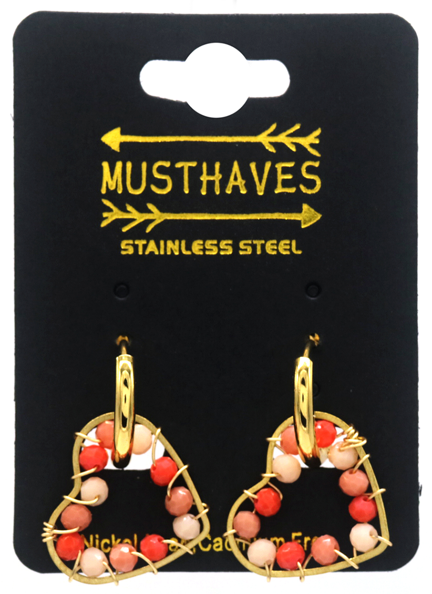 E-D5.2 E221-417G S. Steel Earrings Heart 1.5x3cm Pink