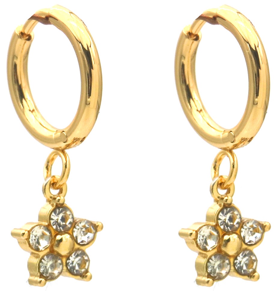 D-A19.2 E2612-208G-2 S. Steel Earrings Crystal Flower 2.5x1.2cm White