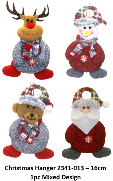 R-H7.1 KY2341-013 Christmas Hanger 16cm - Mixed Design - 1pc