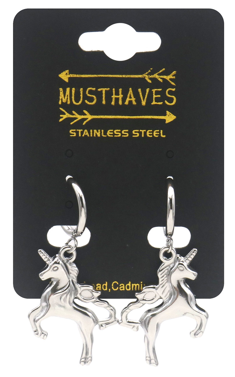 A-F4.1 E2612-082S S. Steel Earrings Unicorn 4.5x1.2cm