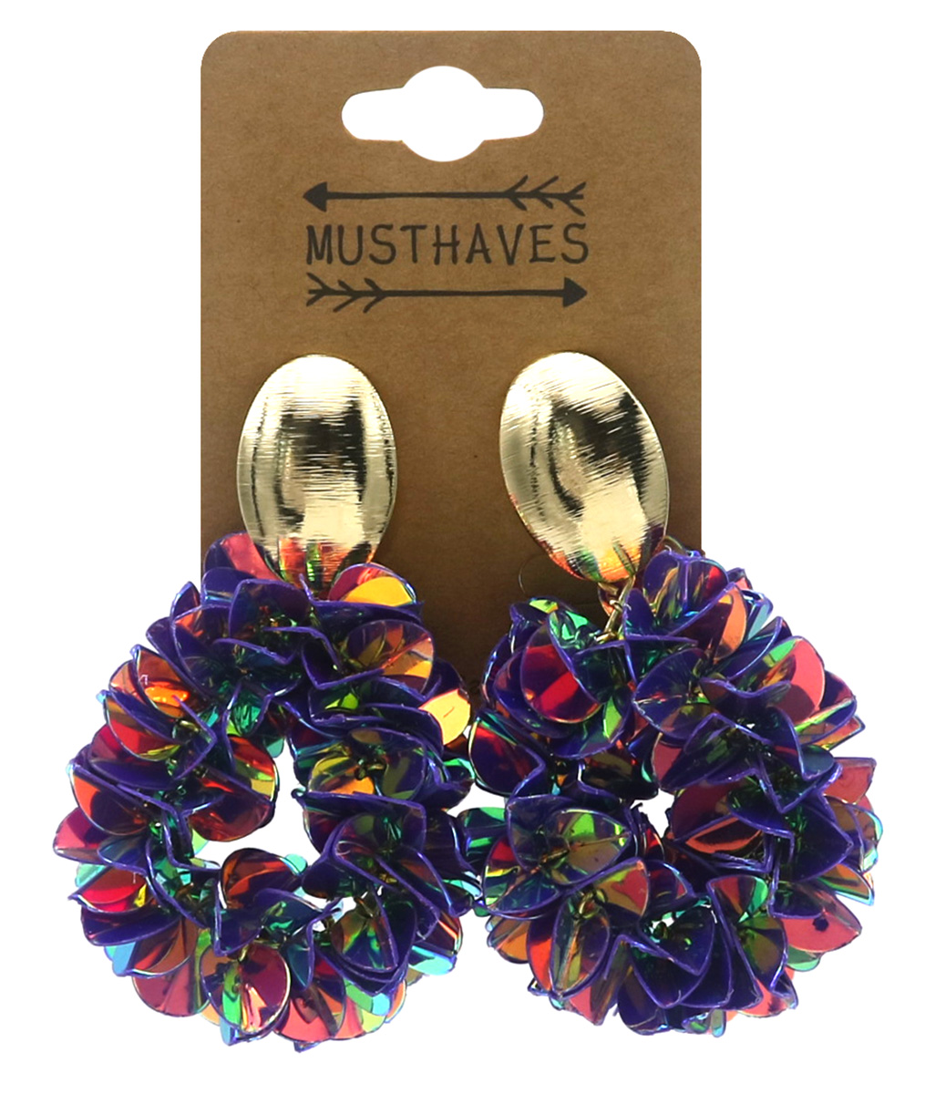 E-B24.2 E2591-141-2 Fashion Earrings Shiny 6.5x4cm Purple