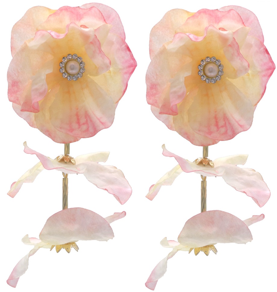 J-A7.1 E1028-010-1 Statement Earrings Flowers 9.5x5cm Pink
