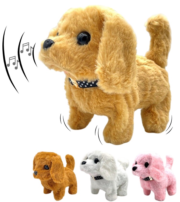 L-E8.1 TOY1149-003 Walking Dog 15cm Movement-Sound - Mixed Colors - 1pc