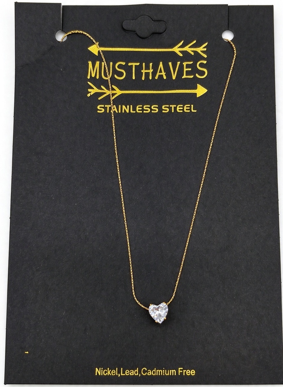 A-A22.2  N2643-020G S. Steel Necklace Crystal Heart  40-45cm