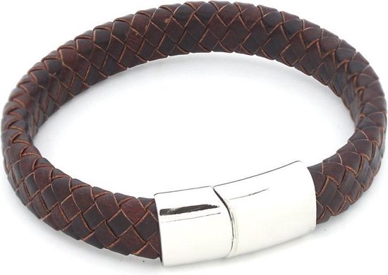 B-B11.1  B105-003 S. Steel with 12mm Leather Bracelet Brown 23cm B-B11.1  B105-003 S. Steel with 12mm Leather Bracelet Brown 23cm