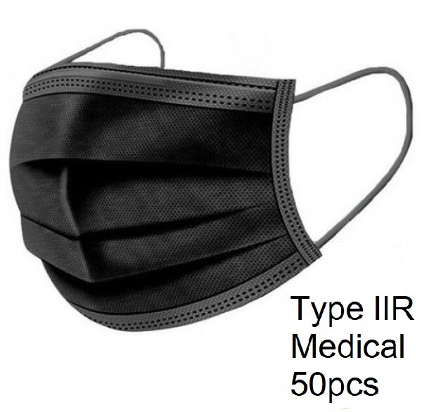 L-F1.1 Face Masks 3 Layers 50pcs with CE - Medical Type II - Black L-F1.1 Face Masks 3 Layers 50pcs with CE - Medical Type II - Black