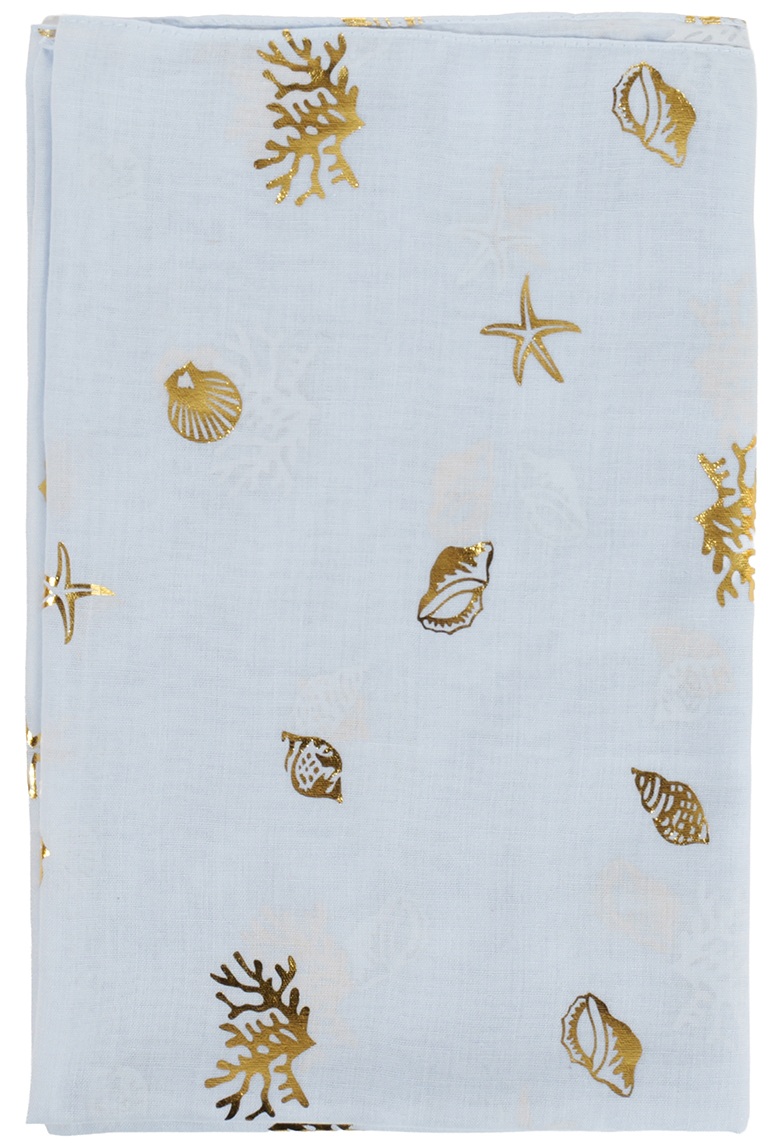 X-N4.2 SCARF1110-002-3 Summer Scarf Shells 180x70cm Blue