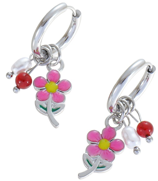 C-B6.2 E2612-064S S. Steel Earrings Flower 3.5cm