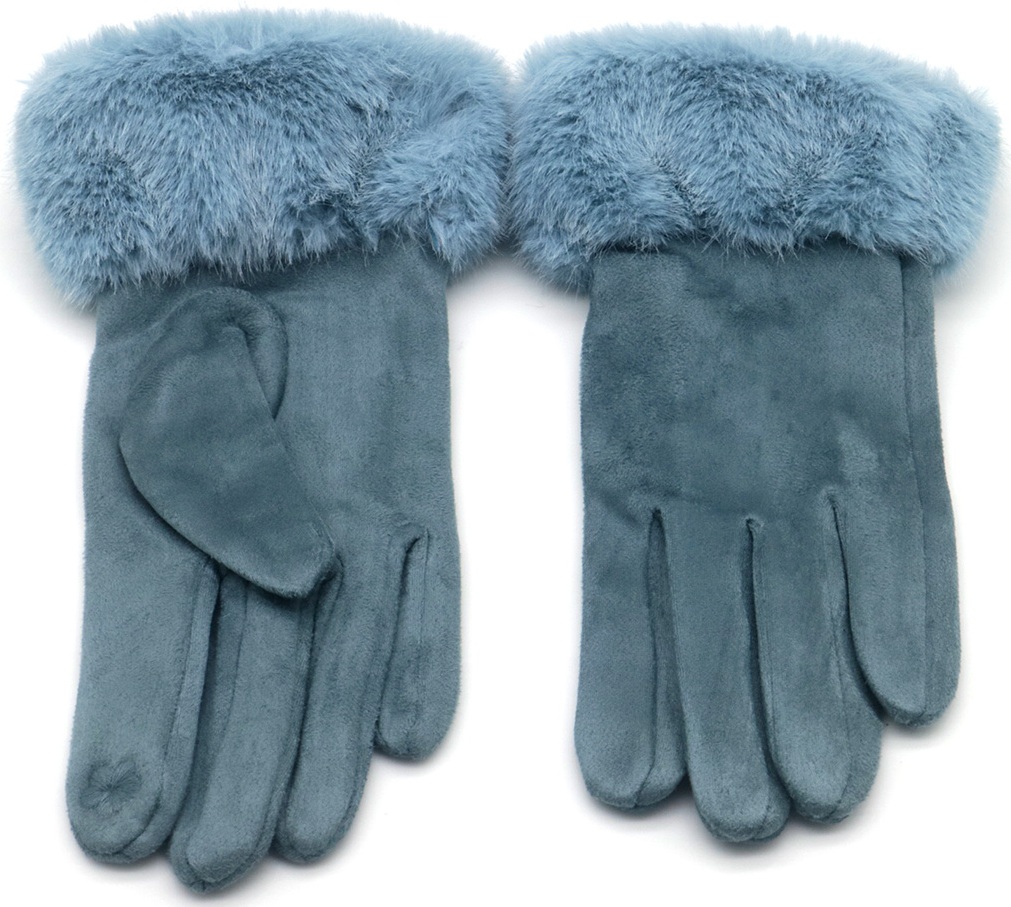 Q-M6.1  GLOVES1002-003-6 Gloves Faux Fur Blue