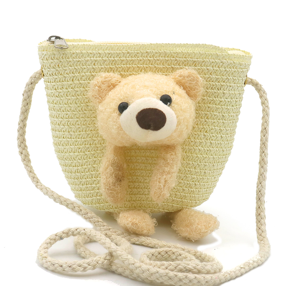 T-I2.1 BAG1120-003-3 Woven Kids Bag Bear 12.5x14.5x5.5cm Beige