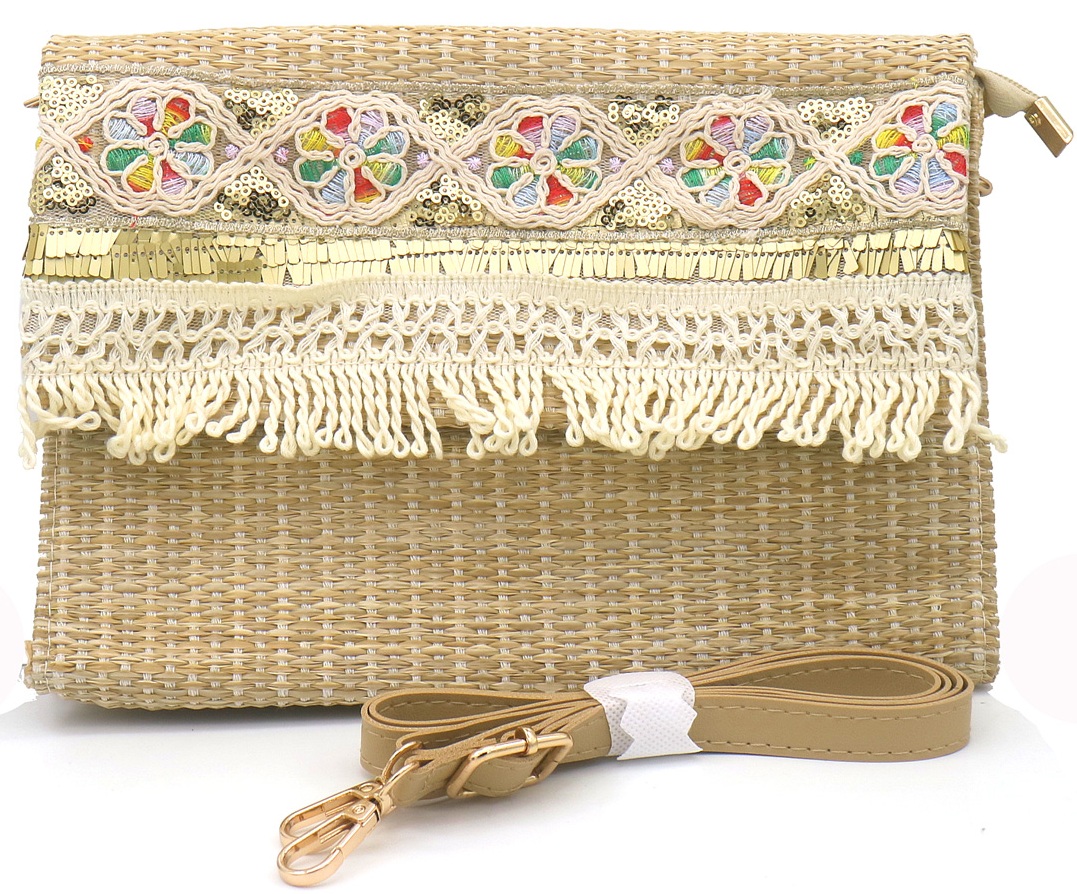 R-L3.1 BAG1119-001-2 Woven Bag Tassels 28x22x5cm