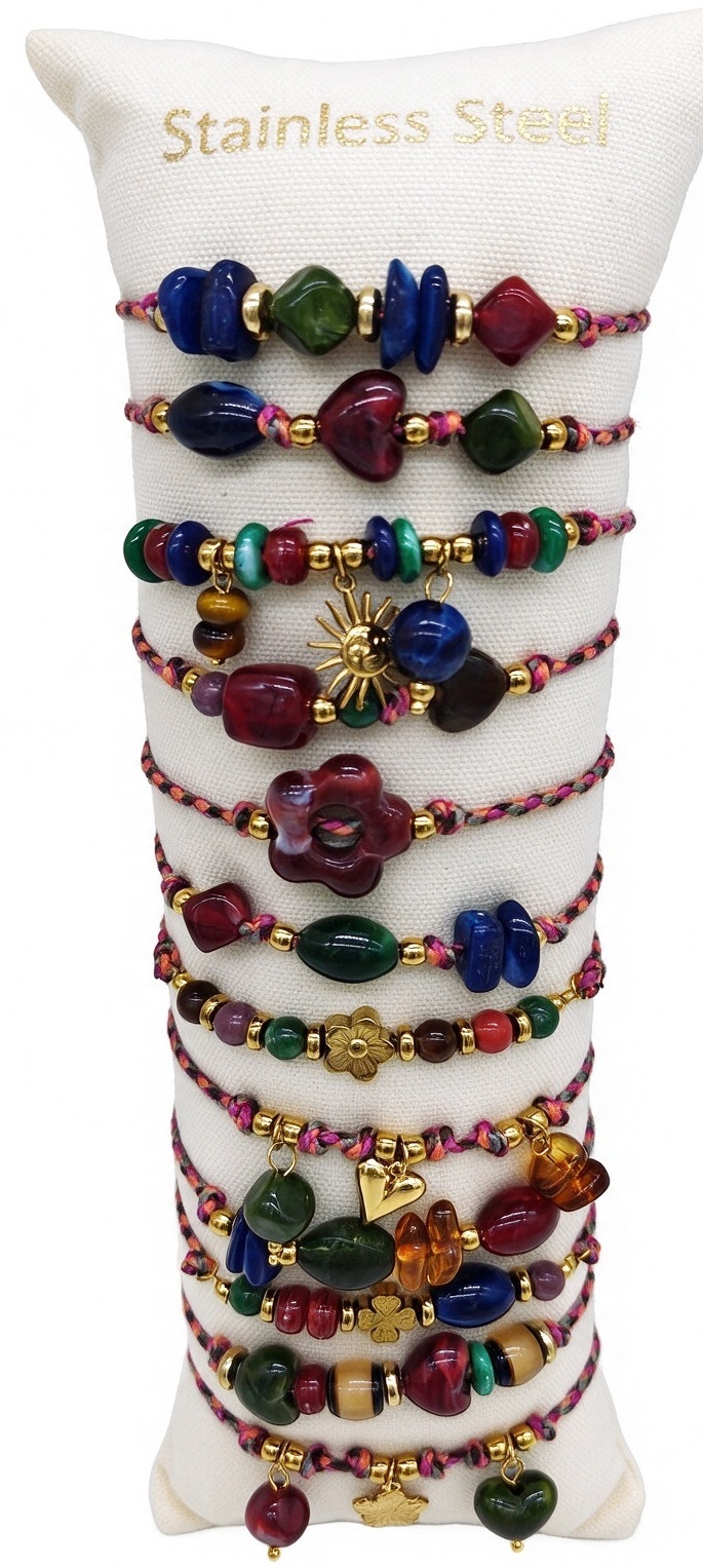 X-E2.2 B1144-066-3 S. Steel Bracelet Set - 12pcs Multi Color