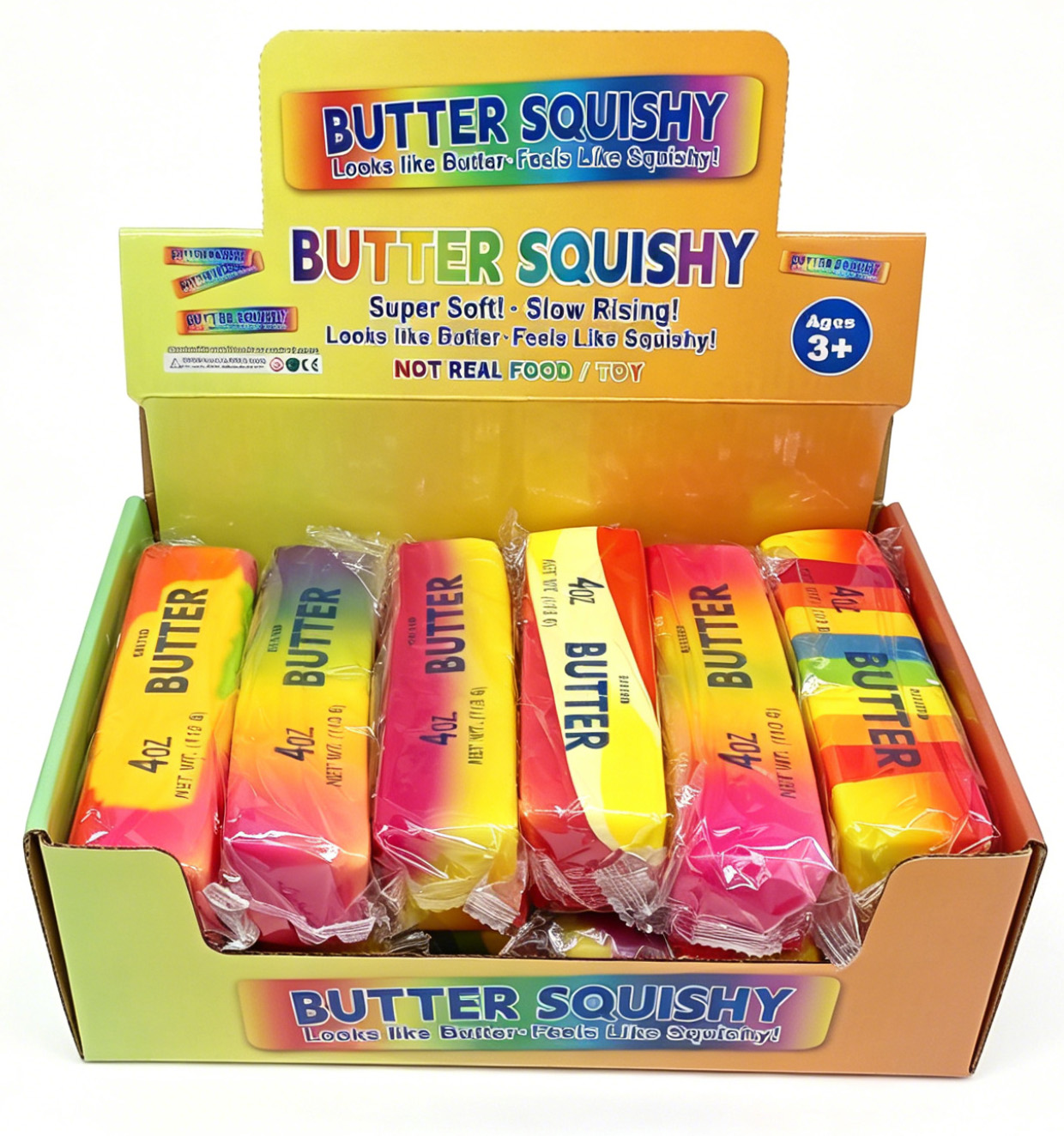 Q-H2.2  TOY019-001-5 Butter Squishy Slow Rising 13cm Rainbow - 12pcs