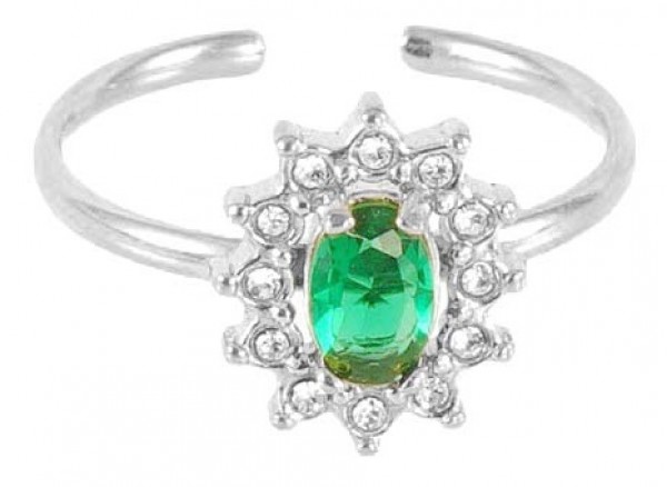 H-C16.1 R77-010S-34 S. Steel Ring Adjustable CZ Green