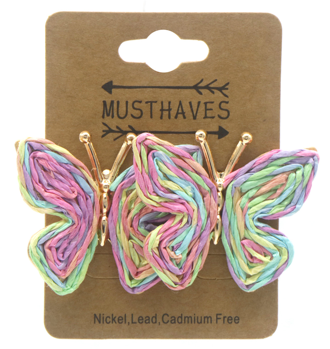 J-E2.1 E1028-007-3 Statement Earrings Butterfly 4x3cm Multi