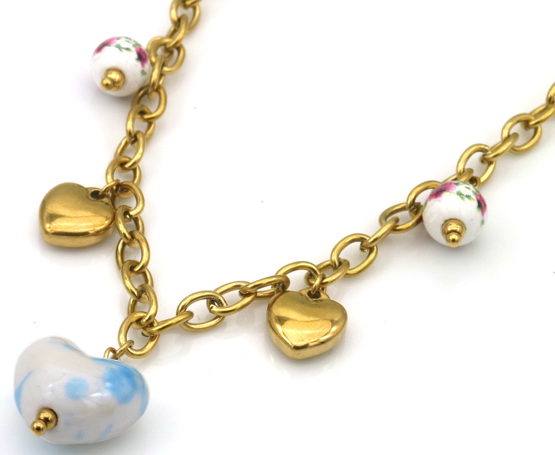 I-D2.1 N25106-066G S. Steel Necklace Hearts 40-45cm