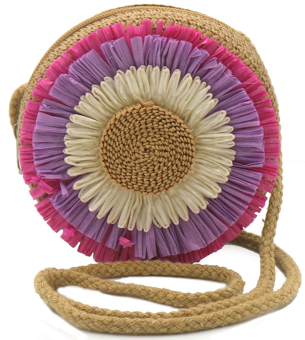 R-P6.2 BAG1120-005-3 Woven Bag Fod Kids Flower 12.5x7cm Brown