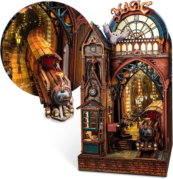 T-H7.1 TOY1153-001-4 Book Nook Wooden 3D Puzzle Magic Station