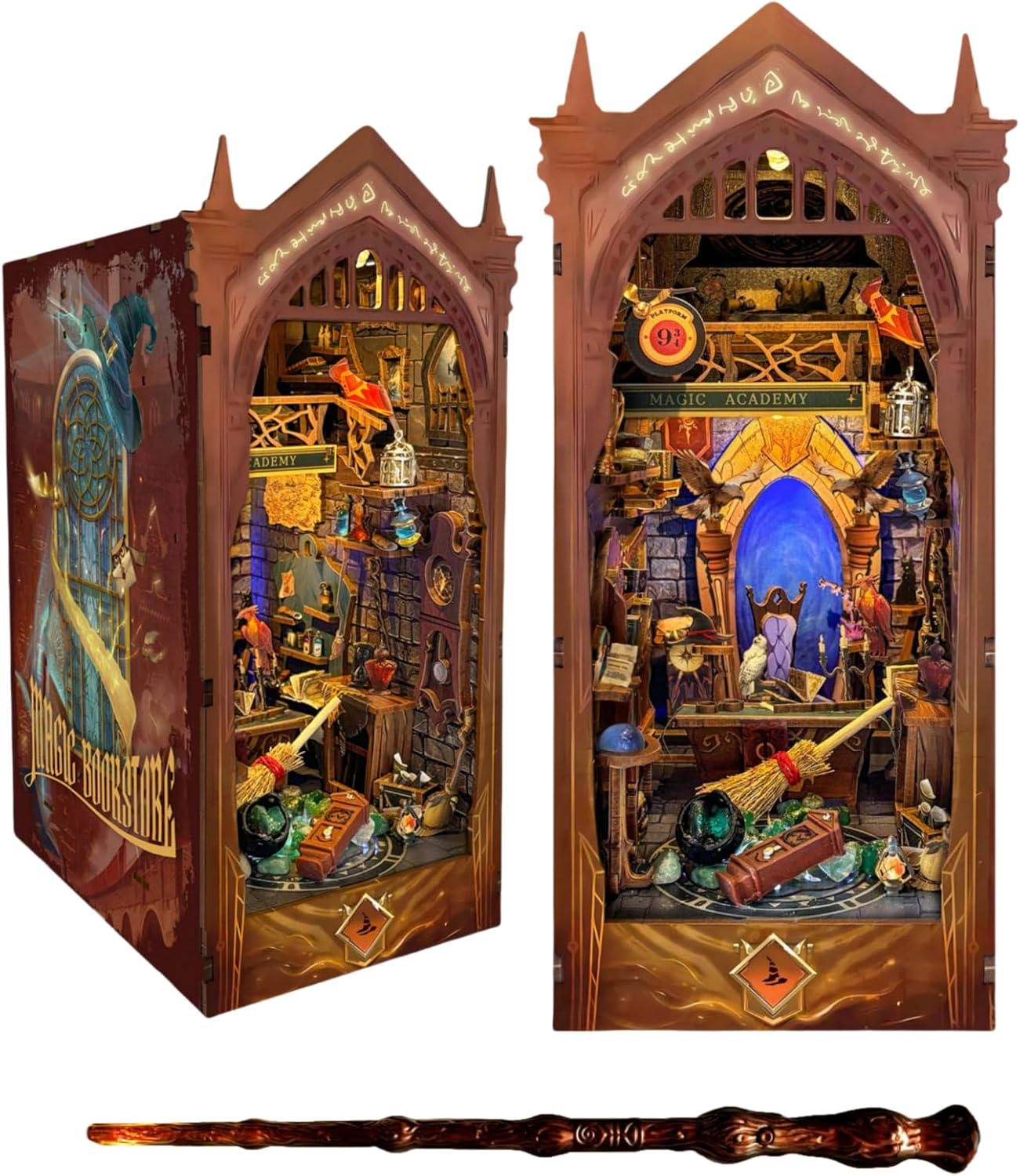T-H4.1 TOY1153-001-6 Book Nook Wooden 3D Puzzle Magic Academy incl. Wand