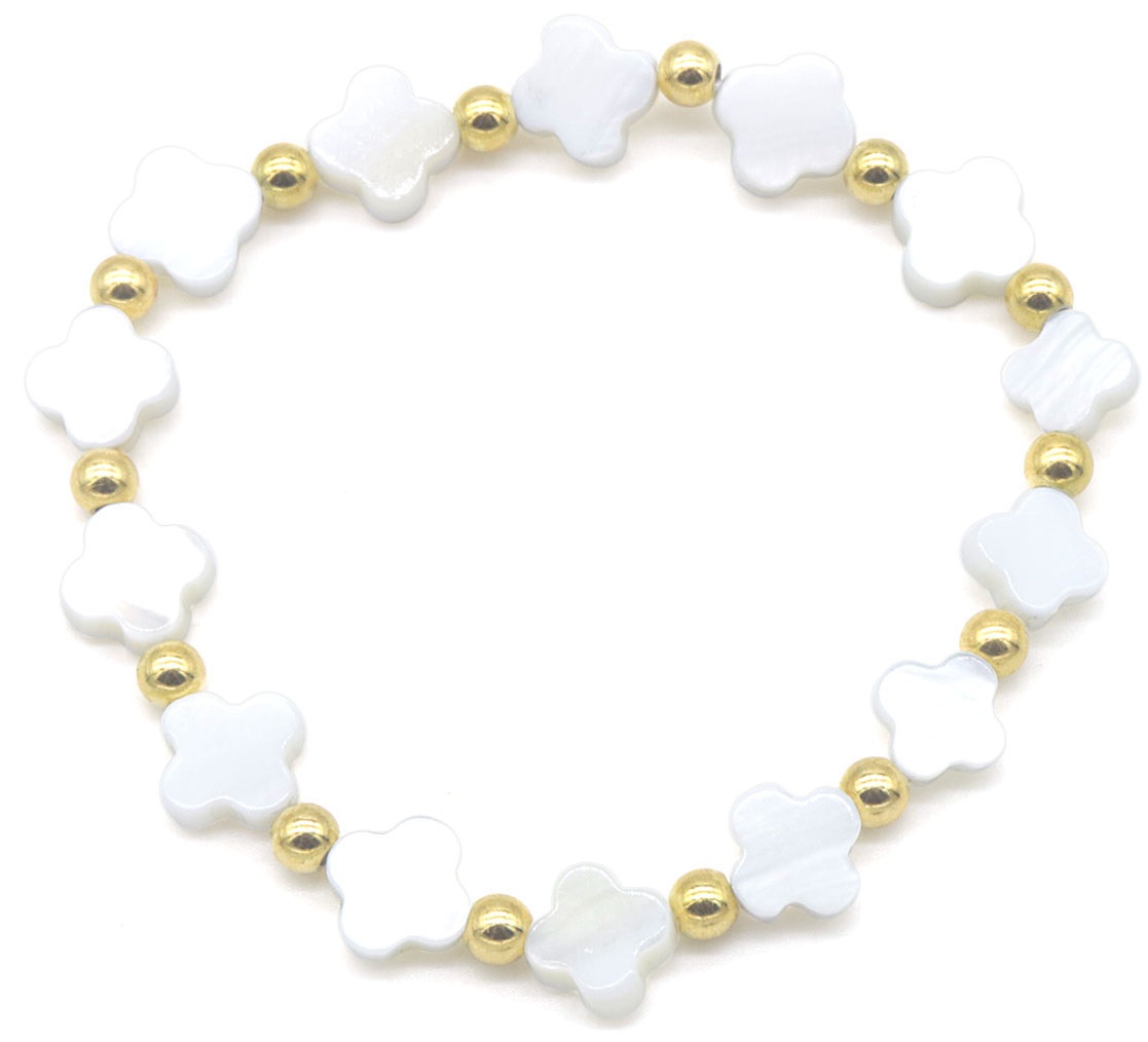 H-A6.1 B100-024 S. Steel Beads with Shells Clovers