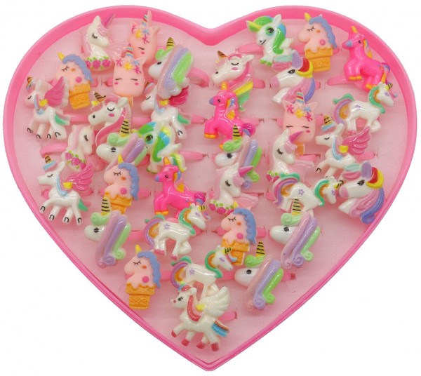 Y-F3.5 R640-002 Kids Rings Adjustable 36pcs - Unicorns