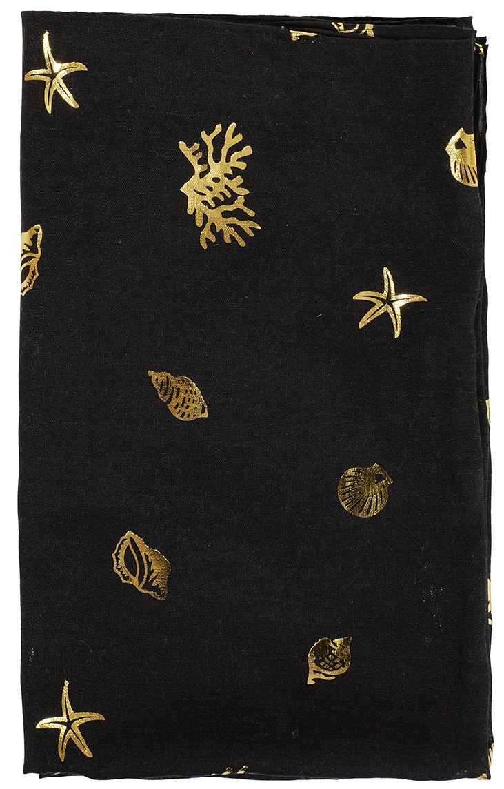 X-M3.1  SCARF1110-002-1 Summer Scarf Shells 180x70cm Black