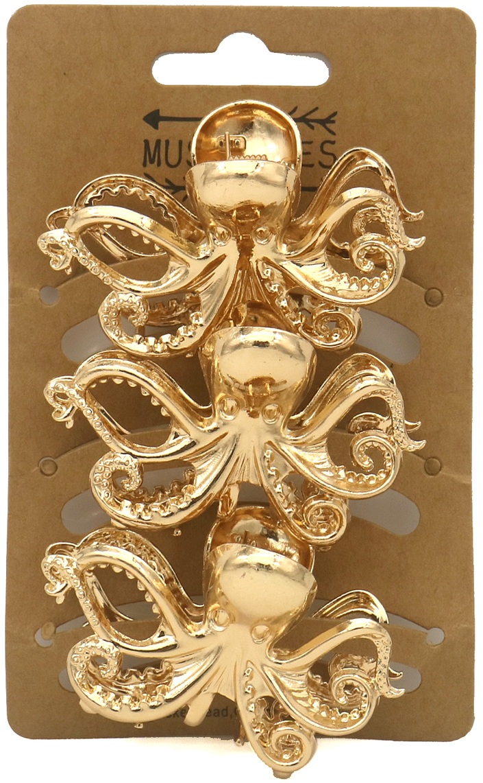 S-B3.5 H1127-005G Metal Hair Claw 6cm Octopus - 3pcs