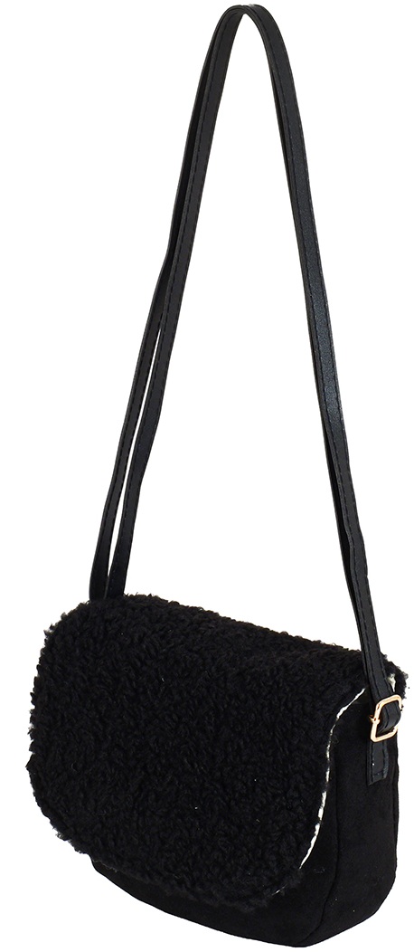 Q-H8.2  BAG1021-031-3 Shoulder Bag Teddy 21x16cm Black