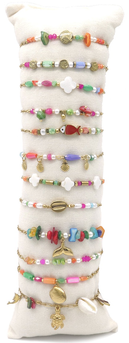 I-E11.1  B221-501 Stainless Steel Bracelet Set on Pillow - 12pcs