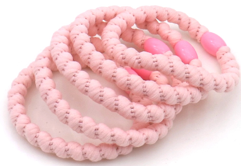 G-D22.3 H2253-004-018-6 Hair Elastics 5pcs Twisted Pink