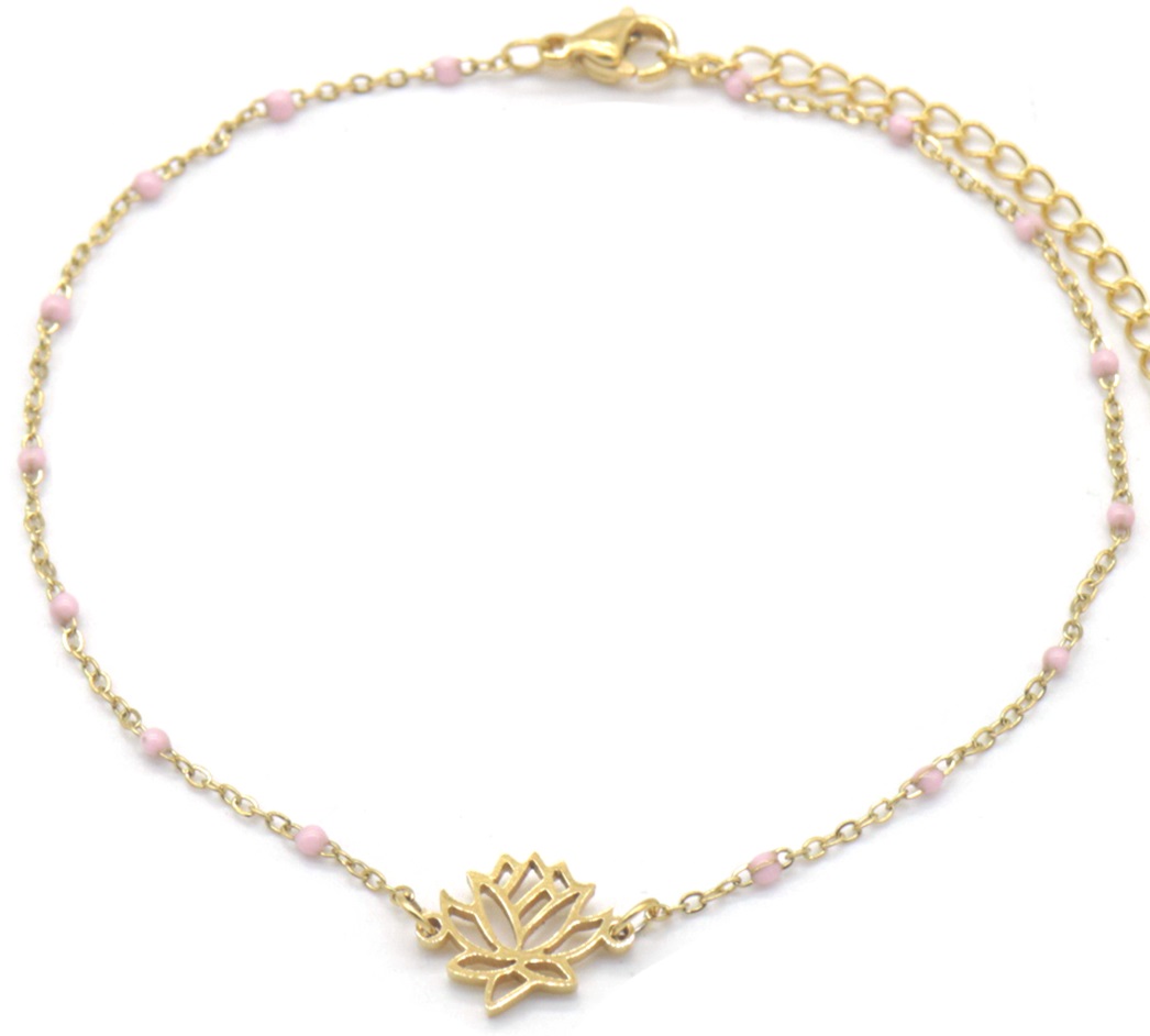 I-E21.1 ANK835-010G S. Steel Anklet Lotus