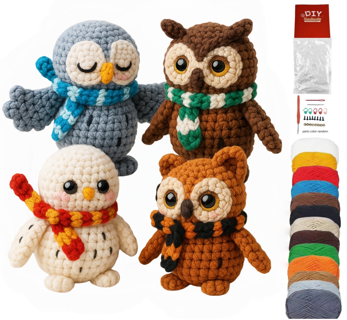 K-E7.2 DIY2604-004 DIY Crochet Kit - 4pcs Owls