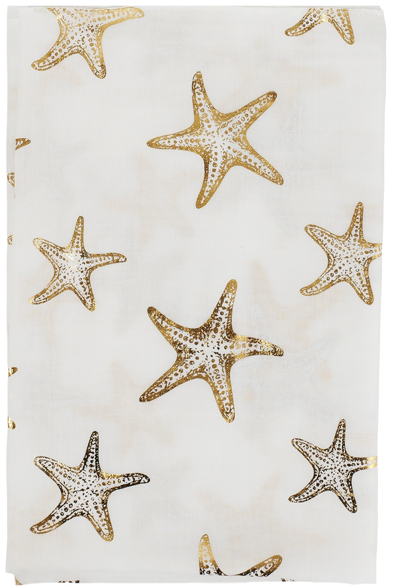 X-J1.1 SCARF1110-003-4 Summer Scarf Starfish 180x70cm White
