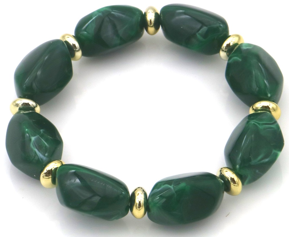 G-D19.4  B004-014-5 Resin Elastic Bracelet Green