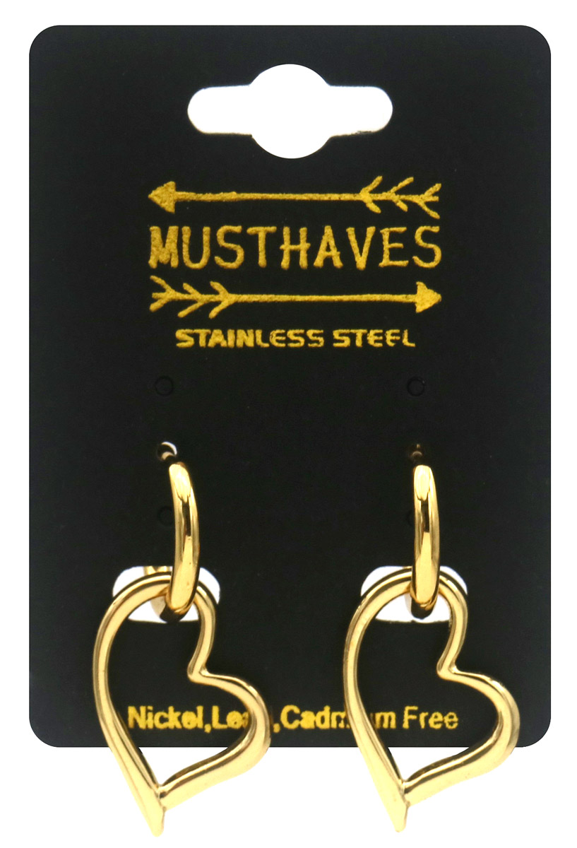 C-F18.3 E2612-245G S. Steel Earrings Heart 3.5x1.2cm