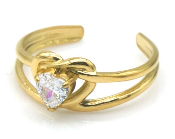 G-E5.4 R2591-061G S. Steel Ring Heart Crystal Adjustable