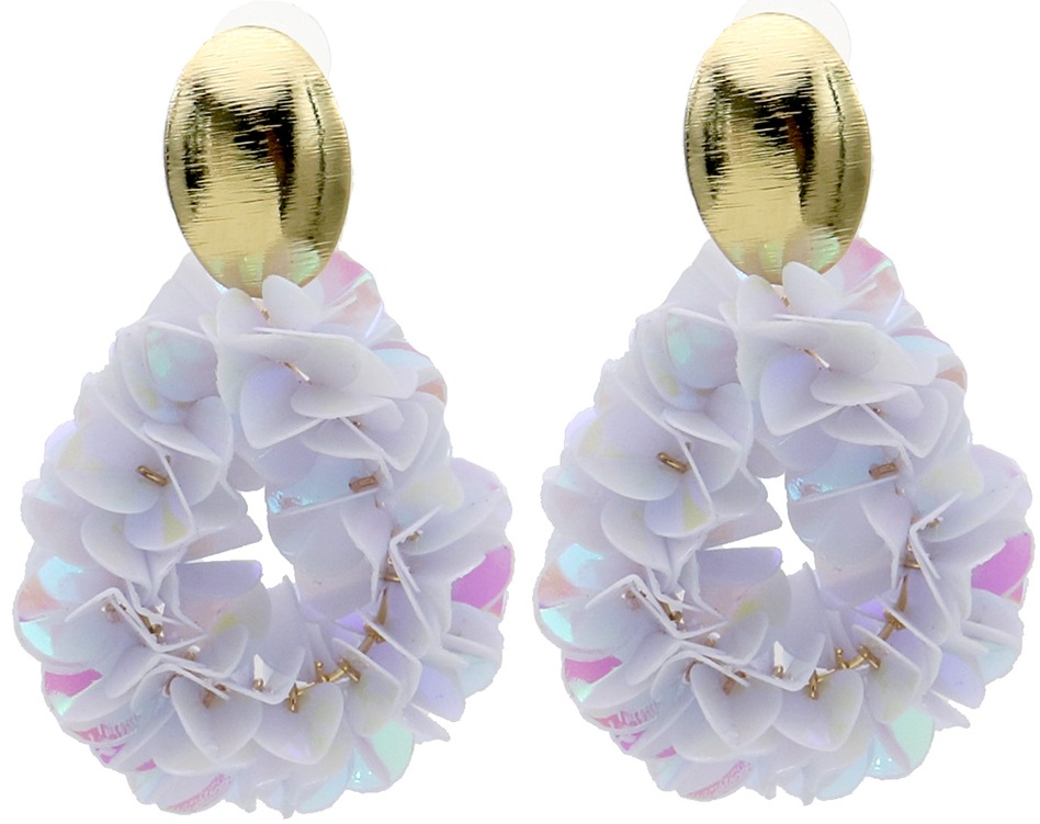 J-F9.2 E2591-141-3 Fashion Earrings Shiny 6.5x4cm White