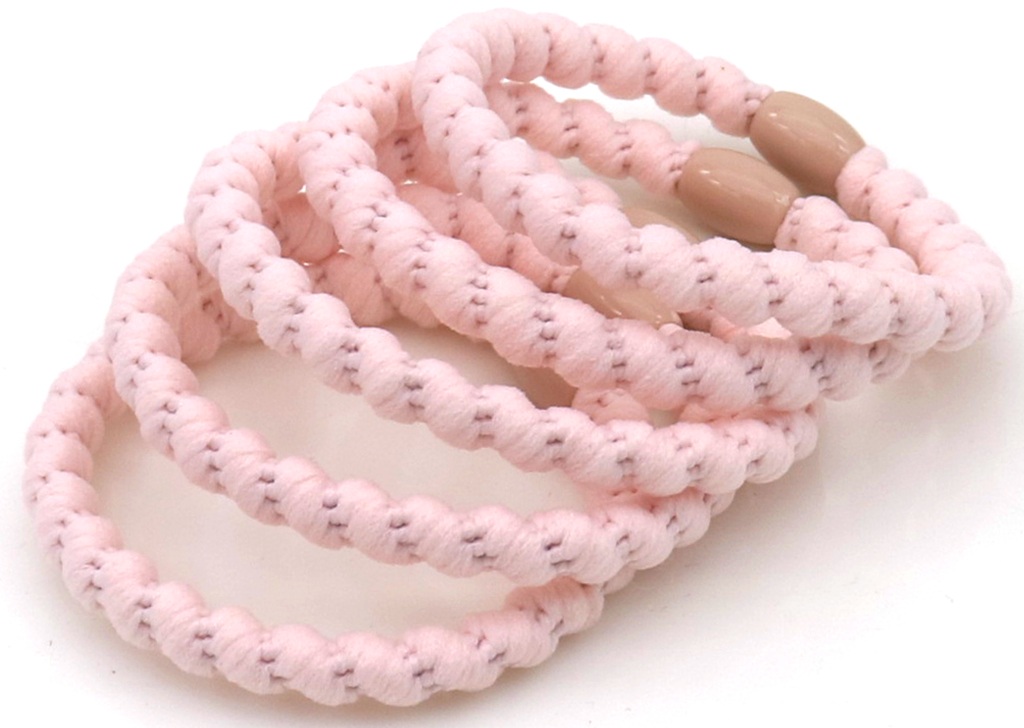 G-B8.1 H2253-004-018-8 Hair Elastics 5pcs Twisted Pink