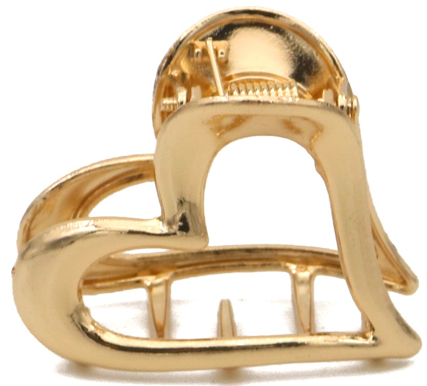 S-E3.3 H1127-004G Metal Hair Claw 4cm Heart - 3pcs